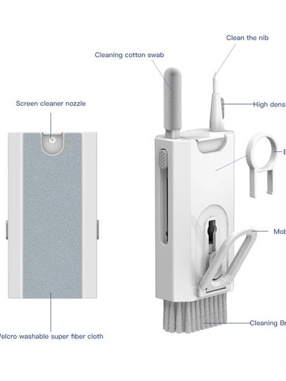 8 In 1 Multifunctional Swipe Clean Dust Keyboard Phone Screen Lens Earbuds Sponge Cleaning Brush Kit Set